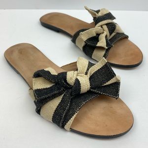 Anthropologie Striped + Knotted Slide Sandals Women’s 8
